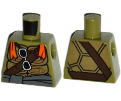 Torso Turtle Shell with Dark Brown Belts, Sunglasses and Orange Bandana Pattern