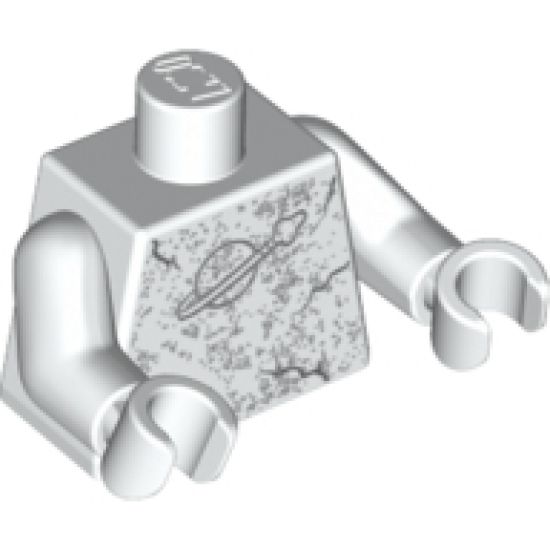 Torso Space Classic Moon with Marbling and Cracks Pattern / White Arms / White Hands