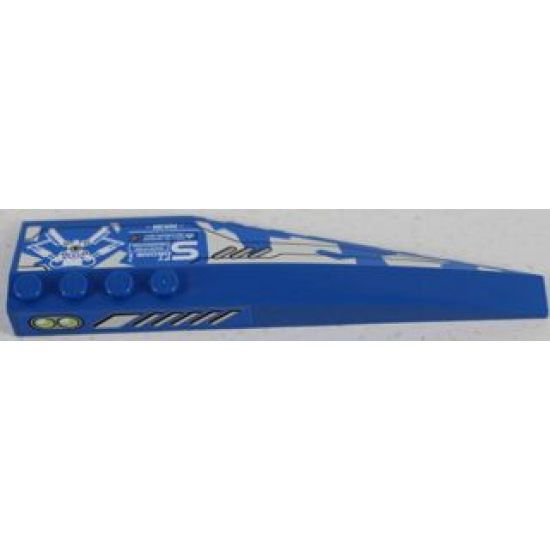 Wedge 12 x 3 Left with Silver Vents and 'SPY DRONE' on Blue and White Camouflage Top, Vents and Lime Double Lights Side Pattern (Stickers) - Set 8118