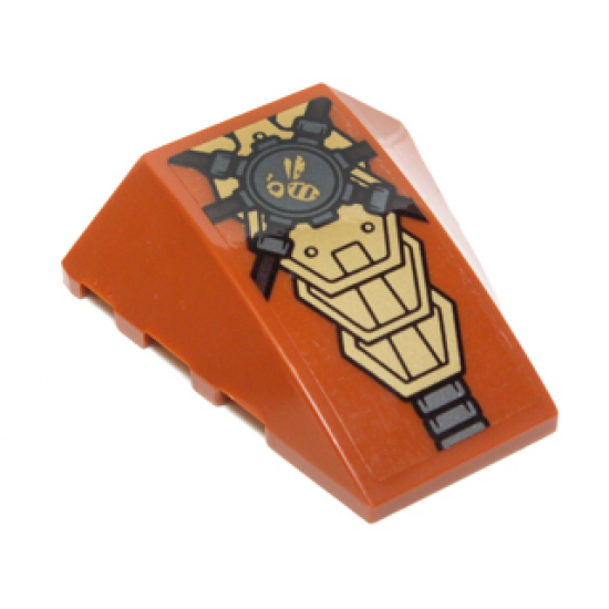 Wedge 4 x 4 No Studs with Gold Mechanical Tiles, Dark Bluish Gray Gear and Bumblebee Pattern (Sticker) - Set 70225