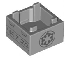 Container Box 2 x 2 x 1 - Top Opening with Black SW Imperial Logo and Aurebesh Characters 'CARGO' Pattern