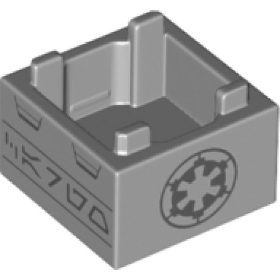 Container Box 2 x 2 x 1 - Top Opening with Black SW Imperial Logo and Aurebesh Characters 'CARGO' Pattern