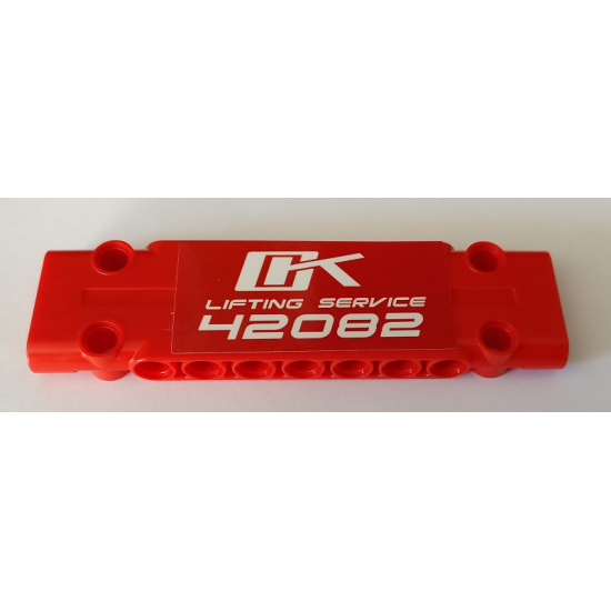 Technic, Panel Plate 3 x 11 x 1 with 'OK LIFTING SERVICE 42082' on Red Background Pattern (Sticker) - Set 42082