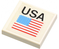 Tile 2 x 2 with 'USA' and US Flag Pattern (Sticker) - Set 1682