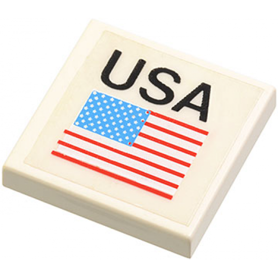Tile 2 x 2 with 'USA' and US Flag Pattern (Sticker) - Set 1682