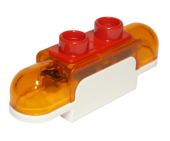 Duplo, Vehicle Siren with Light and Sound, 1 x 2 Base with Trans-Orange Lights, Curved Edges and Red 2 Stud Button on Top