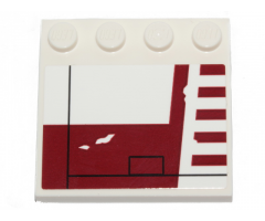 Tile, Modified 4 x 4 with Studs on Edge with Dark Red Stripes (X-wing Red Five Luke Skywalker Signs) Pattern Model Left Side (Sticker) - Set 75301