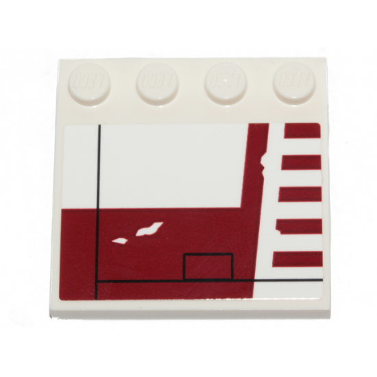 Tile, Modified 4 x 4 with Studs on Edge with Dark Red Stripes (X-wing Red Five Luke Skywalker Signs) Pattern Model Left Side (Sticker) - Set 75301