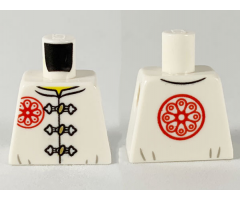 Torso Gi with 3 Gold Frog Clasps, Red Flower Symbol on Lapel and Back Pattern