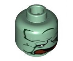 Minifigure, Head Alien with HP Mandrake Plant Face, Red Mouth Pattern - Blocked Open Stud