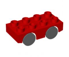 Duplo, Vehicle Car Base 2 x 4 with Dark Bluish Gray Wheels