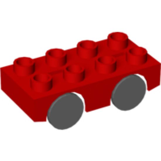 Duplo, Vehicle Car Base 2 x 4 with Dark Bluish Gray Wheels