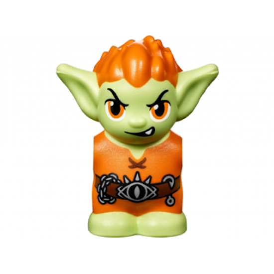 Body / Head Goblin with Pointed Ears and Orange Spiked Hair and Tunic with Utility Belt with Goblin Eye Buckle, Chain and Hook Pattern