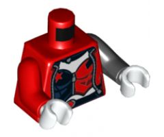 Torso Female Outline, Black And Red Open Jacket with 'HARLEY' on Back, Stars and Corset Pattern / Black Arm Left / Red Arm Right / White Hands