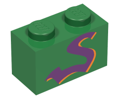 Brick 1 x 2 with Purple Snake Pattern