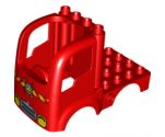 Duplo, Vehicle Car Body Truck 4 x 4 Flatbed with 4 Top Studs, Headlights and Fire Logo Pattern