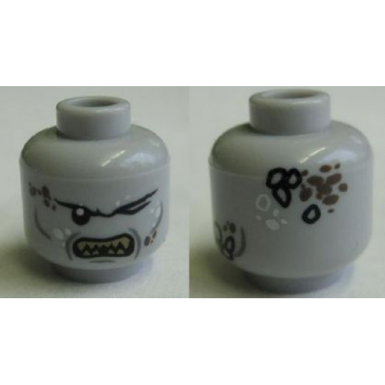Minifigure, Head PotC Maccus Barnacles, One Eye Closed and Pointed Teeth Pattern - Blocked Open Stud