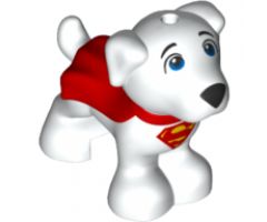 Dog, Small Super Hero with Blue Eyes, Red Cape and Superman 'S' Logo Pattern (Krypto)