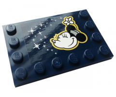Tile, Modified 4 x 6 with Studs on Edges with Minnie Mouse and Stars Pattern (Sticker) - Set 43179