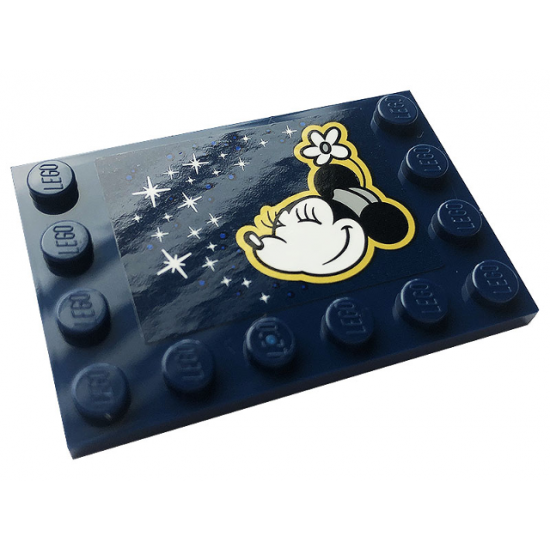 Tile, Modified 4 x 6 with Studs on Edges with Minnie Mouse and Stars Pattern (Sticker) - Set 43179