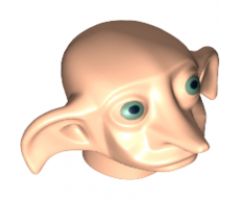 Minifigure, Head, Modified Dobby Type 1 with Green Eyes Pattern