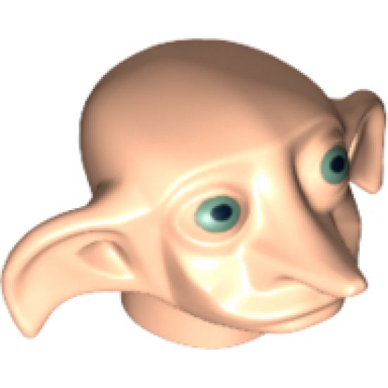 Minifigure, Head, Modified Dobby Type 1 with Green Eyes Pattern