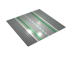 Baseplate, Road 32 x 32 7-Stud Straight with Road with White Sidelines Pattern