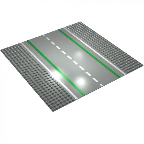 Baseplate, Road 32 x 32 7-Stud Straight with Road with White Sidelines Pattern