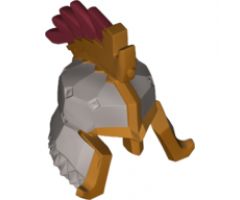 Minifigure, Headgear Helmet Castle with Cheek and Nose Protection with Gold Trim and Crest with Red Tips Pattern