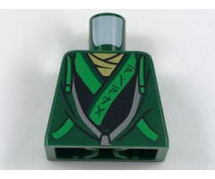 Torso Hoodie with Bright Green Ties and Trim over Ninjago Robe with Ninjago Logogram 'NINJA' Pattern
