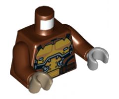 Torso Shirt with Collar, Gold Breastplate with Silver Tubes Pattern / Reddish Brown Arms / Light Bluish Gray Hand Left / Dark Tan Hand Right