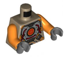 Torso Silver Body Armor with Orange Straps Pattern / Orange Arms / Dark Bluish Gray Hands