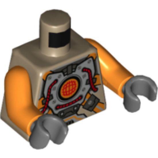 Torso Silver Body Armor with Orange Straps Pattern / Orange Arms / Dark Bluish Gray Hands