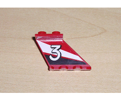 Tail 4 x 2 x 2 with White Number 3 Pattern on Right Side (Sticker) - Set 6543