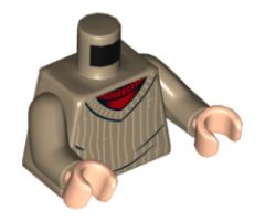 Torso Sweater with Vertical White Stripes over Red Undershirt Pattern / Dark Tan Arms / Light Nougat Hands