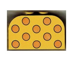 Slope, Curved 4 x 2 x 2 Double with Four Studs with Dots Medium Orange Pattern