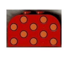 Slope, Curved 4 x 2 x 2 Double with Four Studs with Dots Medium Orange Pattern