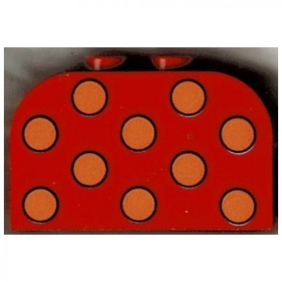 Slope, Curved 4 x 2 x 2 Double with Four Studs with Dots Medium Orange Pattern