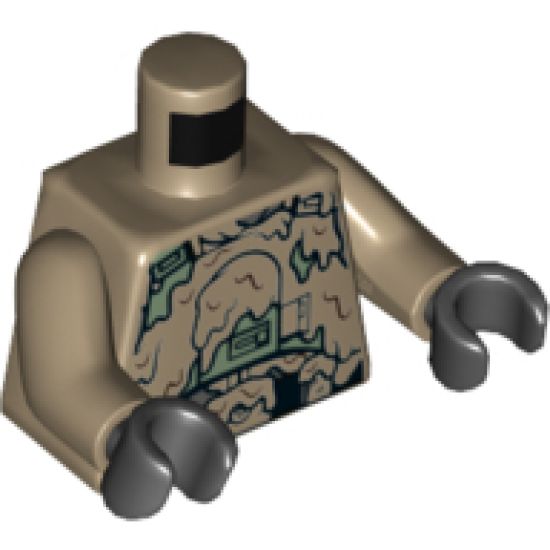 Torso SW Armor Sand Green with Mud Stains Pattern (Han Solo, Mudtrooper) / Dark Tan Arms / Black Hands