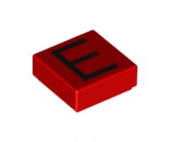 Tile 1 x 1 with Silver Capital Letter E Pattern