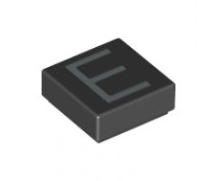 Tile 1 x 1 with Silver Capital Letter E Pattern
