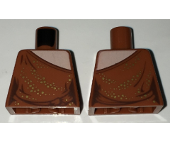 Torso Female Dress One Shoulder with Light Nougat Neck and Gold Sequins Pattern