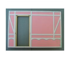 Scala Wall, Vertical Grooved 40 x 2 x 22 2/3 with Door, with Tudor Frame Light Salmon on White Pattern