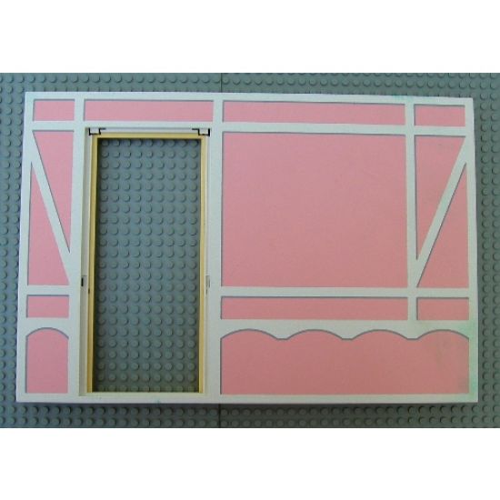 Scala Wall, Vertical Grooved 40 x 2 x 22 2/3 with Door, with Tudor Frame Light Salmon on White Pattern