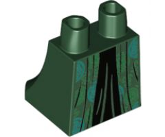 Lower Body, Skirt with with Green and Medium Green Circles and Black Dress Pattern