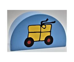 Duplo, Brick 2 x 4 x 2 Curved Top with Package on Wheels Pattern