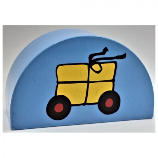 Duplo, Brick 2 x 4 x 2 Curved Top with Package on Wheels Pattern