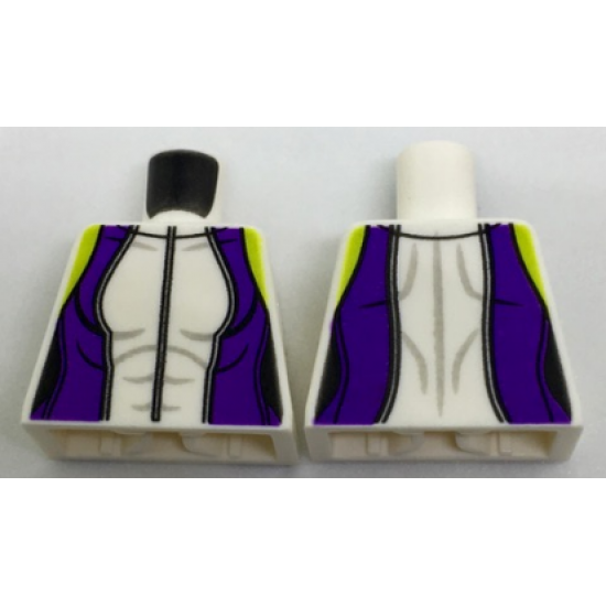 Torso Female Outline, Dark Purple Sides, Lime Shoulders and Zipper Front Pattern
