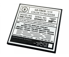 Tile 6 x 6 with Bottom Tubes with Television Serial Model Number Panel 'LO-TECH 1310 COLOR TV RECEIVER' Pattern (Sticker) - Set 71374