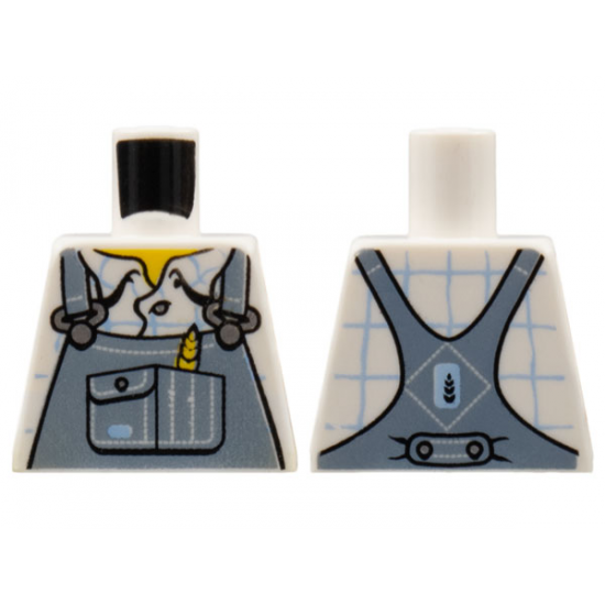 Torso Overalls Sand Blue with Wheat Spike in Pocket Pattern